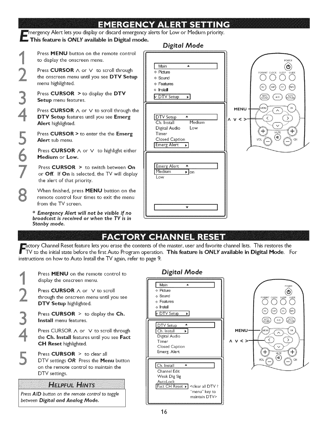 Philips 32PT7OO5D, 27PTG015D, 32PTG005D owner manual Alert Highlighted, Press Cursor To enter the the Emerg, Alert Sub menu 