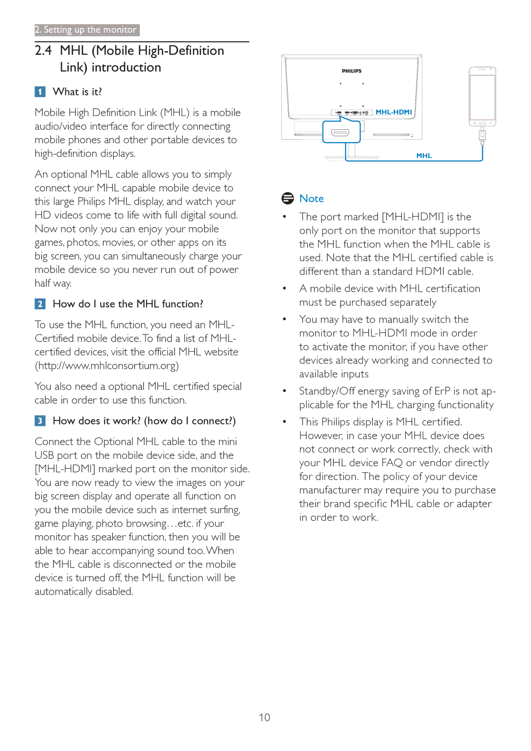 Philips 2.84E+07 user manual MHL Mobile High-Definition Link introduction 