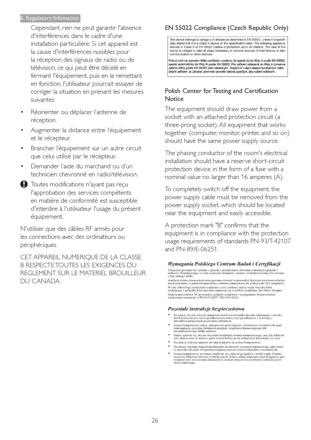 Philips 2.84E+07 user manual Regulatory Infomation 