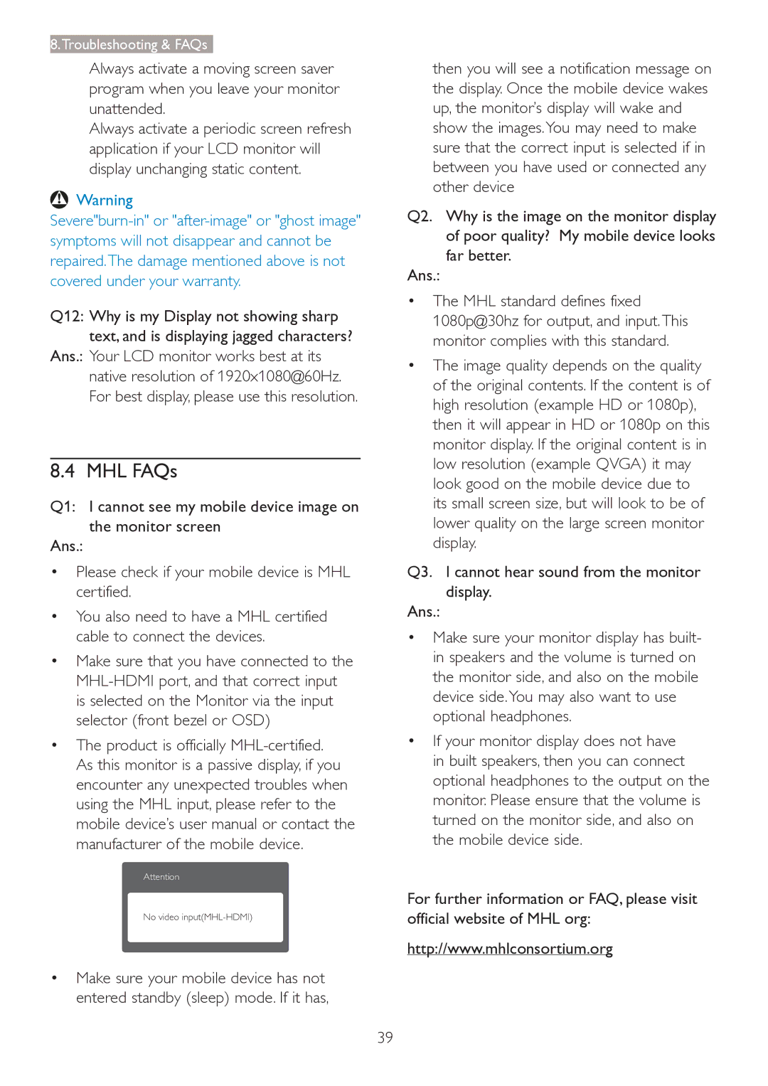 Philips 2.84E+07 user manual MHL FAQs 