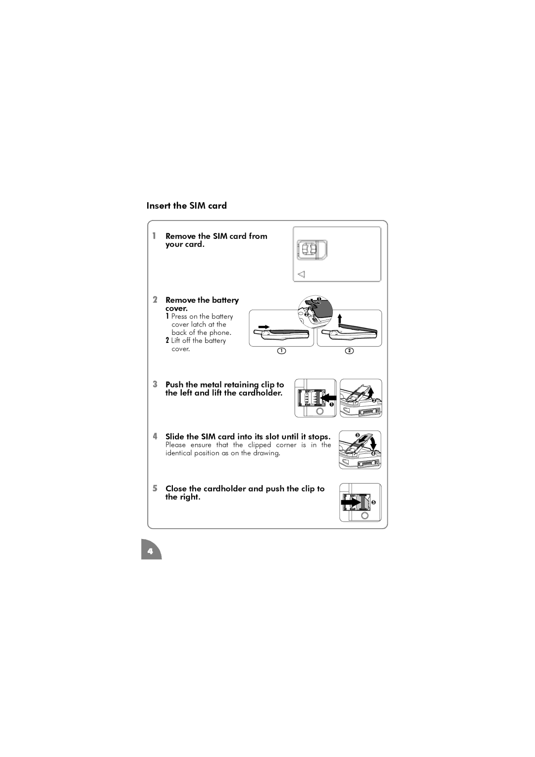 Philips 288 manual Insert the SIM card, Remove the SIM card from your card Remove the battery cover 