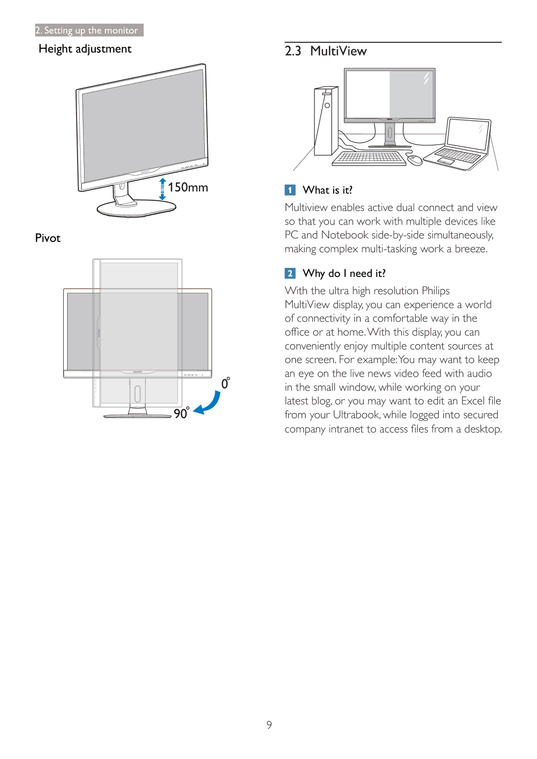 Philips 288P6LJEB user manual MultiView, What is it?, Why do I need it?, From your Ultrabook, while logged into secured 