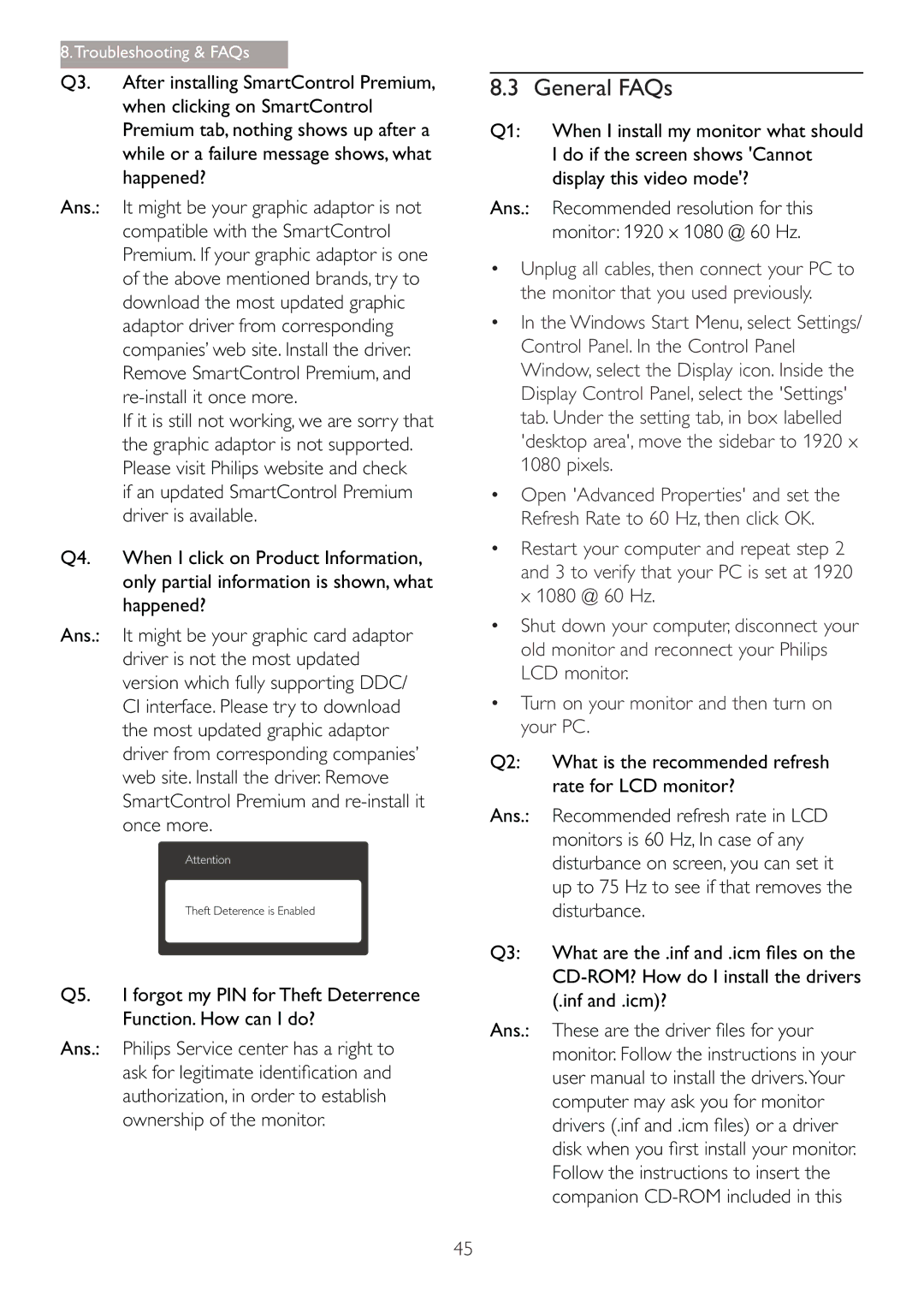 Philips 288P6LJEB General FAQs, Do if the screen shows Cannot, Display this video mode?, Recommended resolution for this 