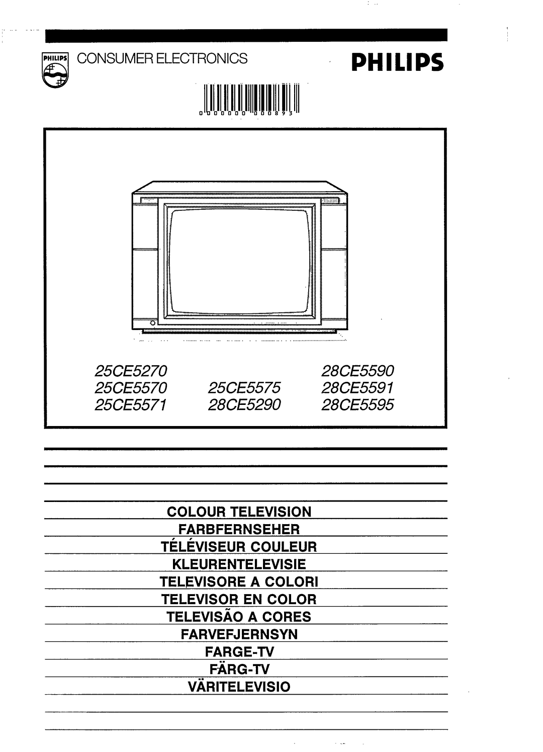 Philips 28CE5595, 28CE5591, 28CE5290, 25CE5570, 25CE5571, 25CE5575, 25CE5270, 28CE5590 manual 