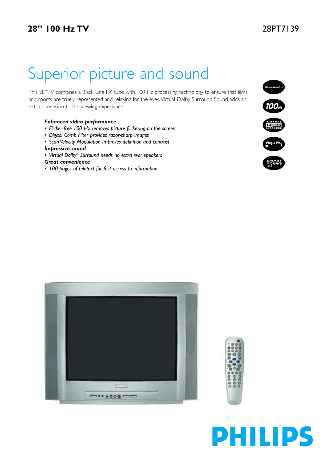 Philips 28PT7139 manual Superior picture and sound 