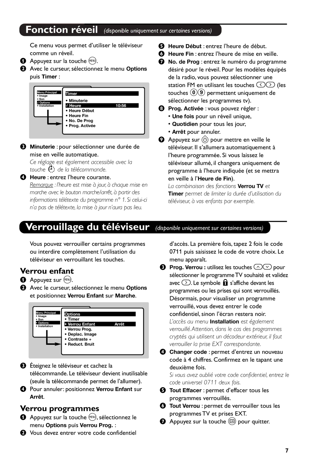 Philips 28PW6108/01 manual Verrou enfant, Verrou programmes 