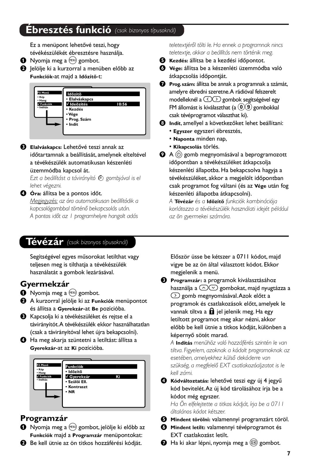 Philips 28PW6108/01 manual Gyermekzár, Programzár 