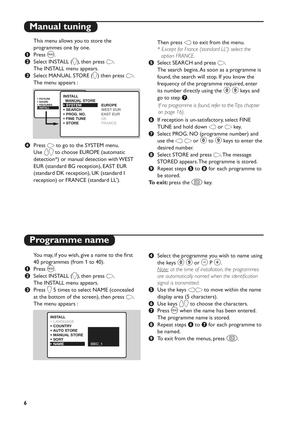 Philips 28PW6816/05 manual Manual tuning, Programme name, Then press Kto exit from the menu 