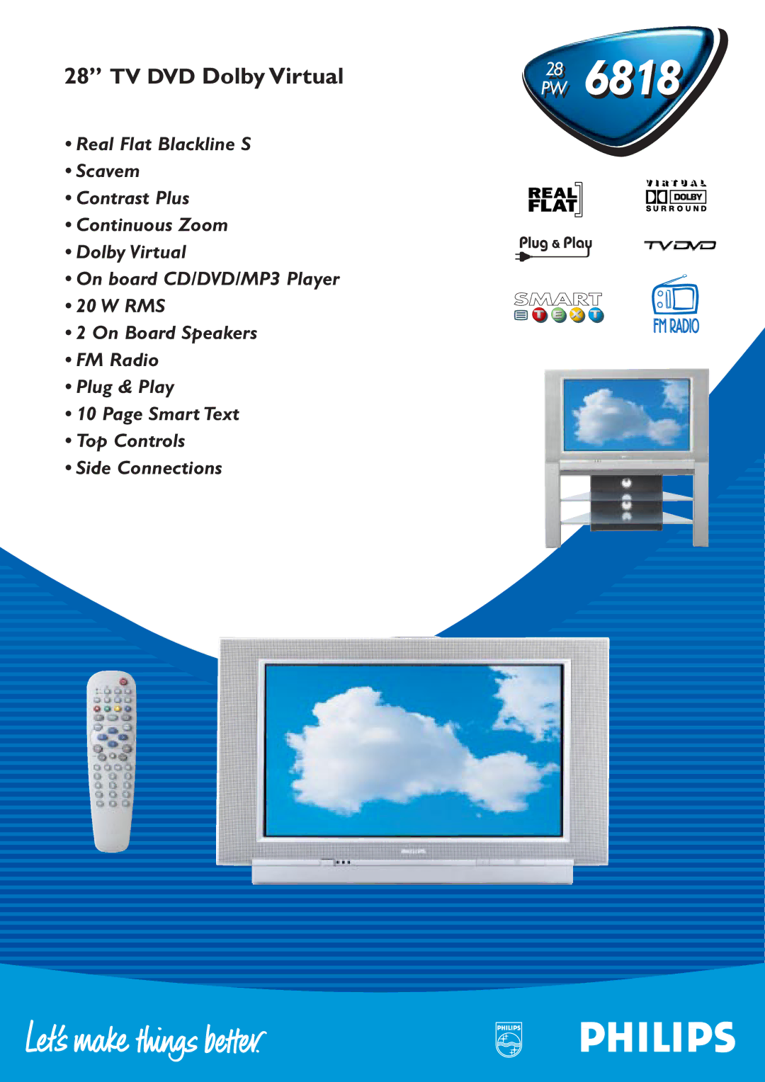 Philips 28PW6818 manual TV DVD Dolby Virtual28 