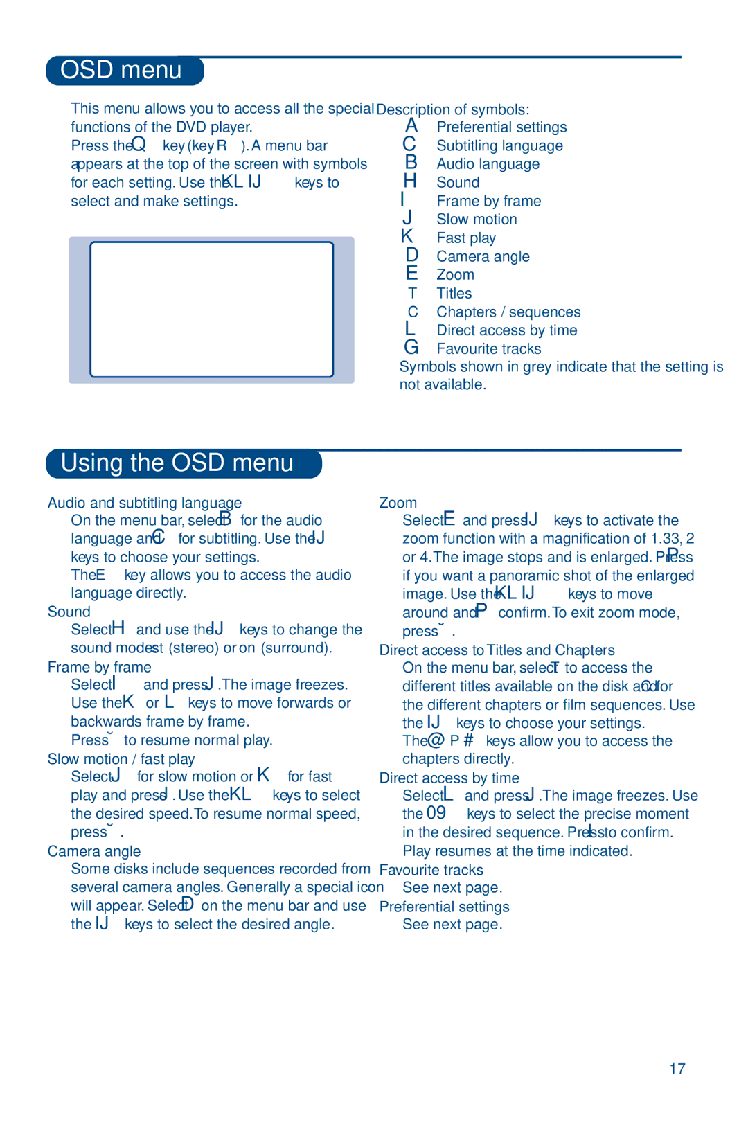 Philips 28PW6826/05 manual Using the OSD menu 