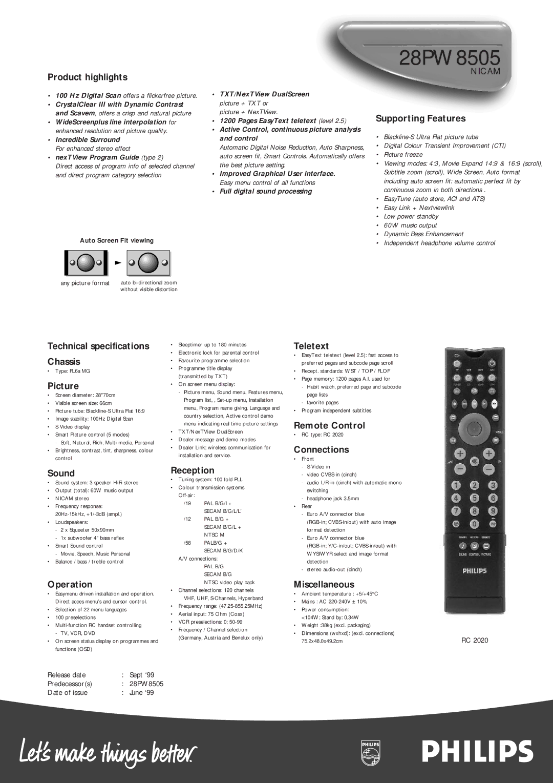 Philips 28PW8505 manual 