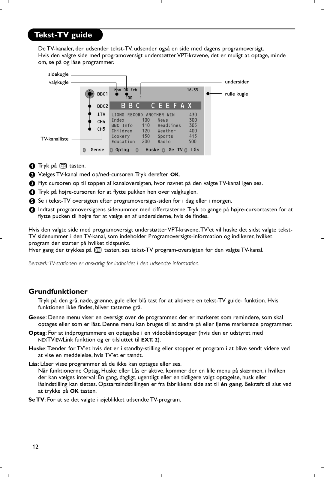 Philips 28PW9520/12 instruction manual Tekst-TV guide, Grundfunktioner 