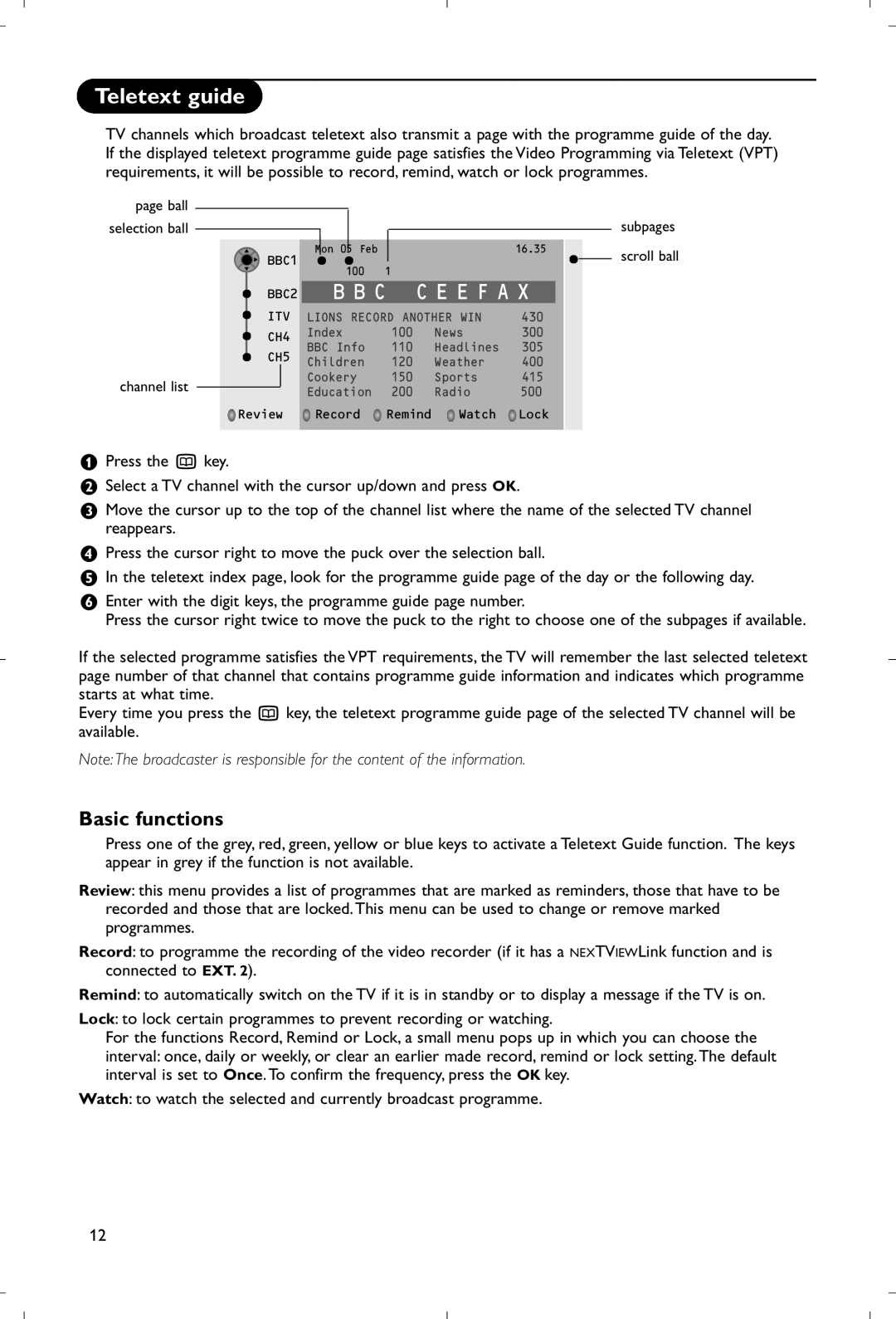 Philips 28PW9520/12 instruction manual Teletext guide, Basic functions 