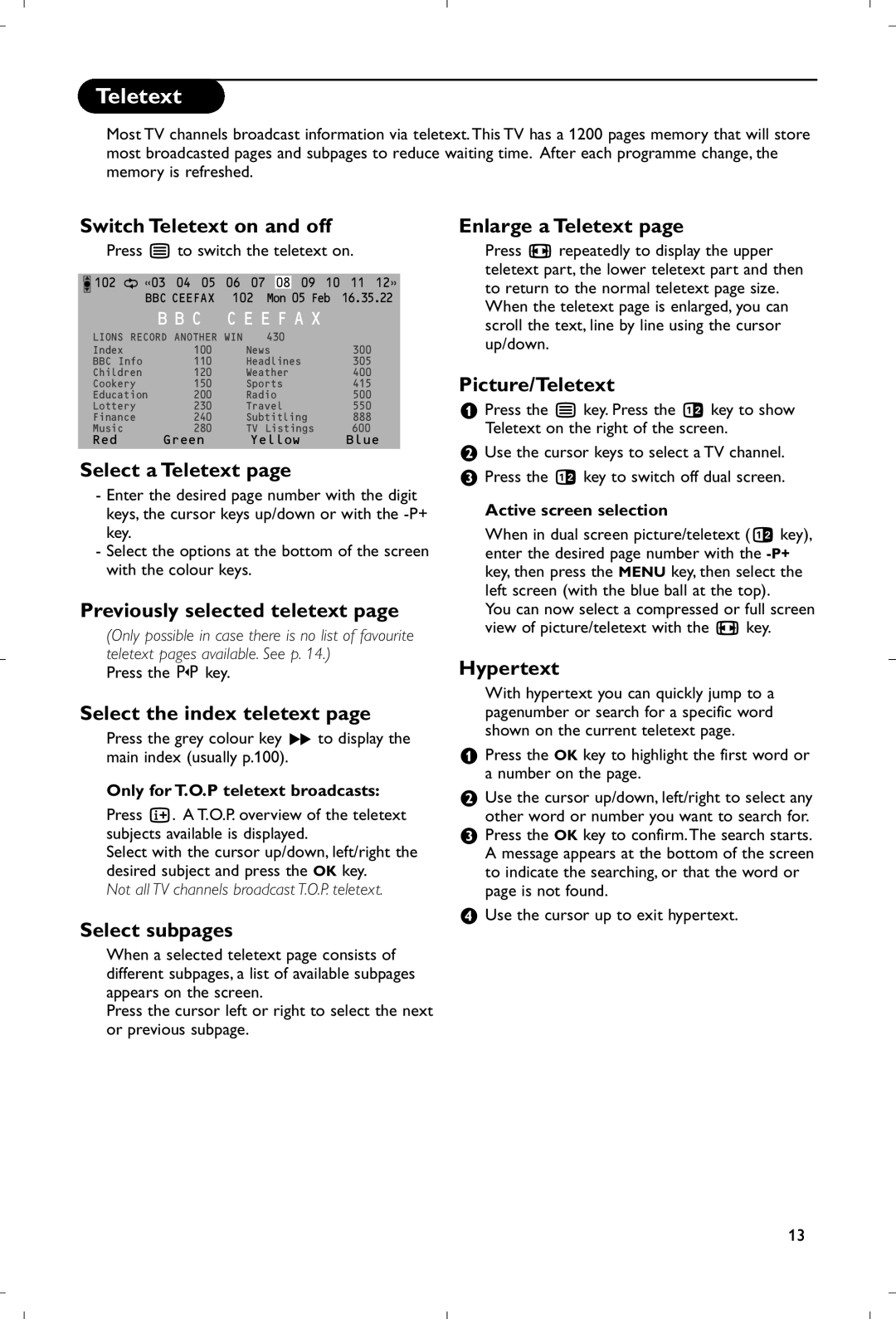 Philips 28PW9520/12 instruction manual Teletext 