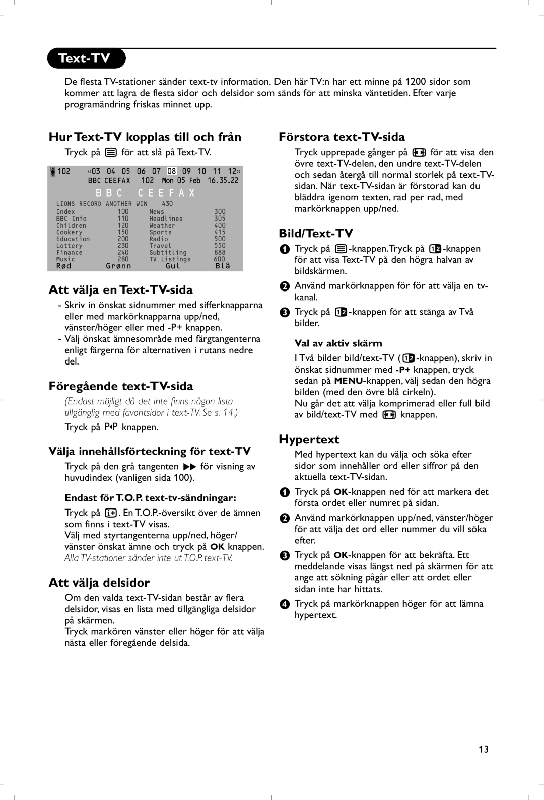 Philips 28PW9520/12 instruction manual Text-TV 