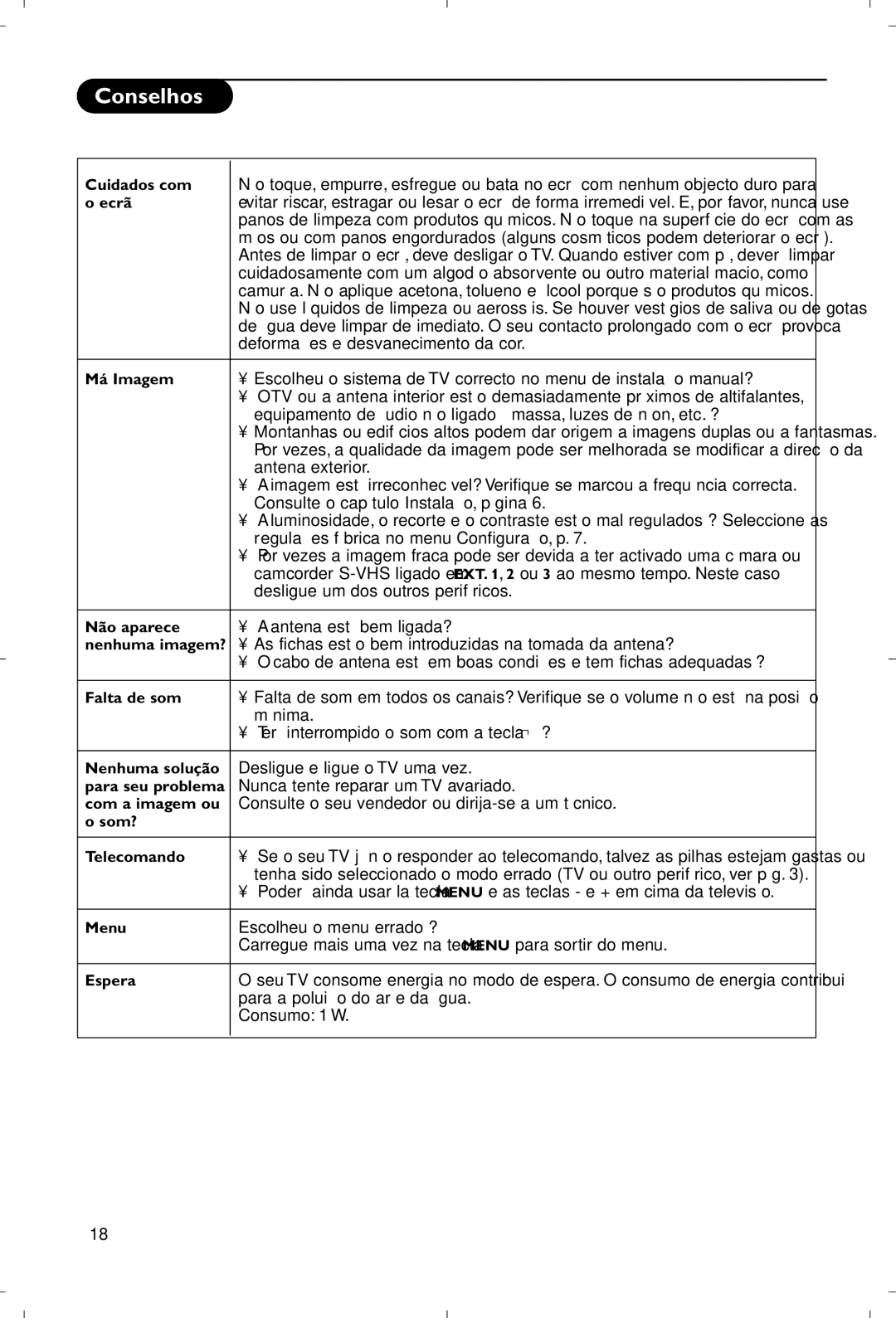 Philips 28PW9520/12 instruction manual Conselhos 