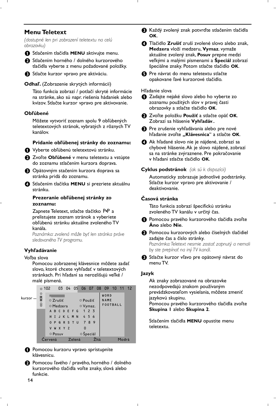 Philips 28PW9520/12 instruction manual Menu Teletext 