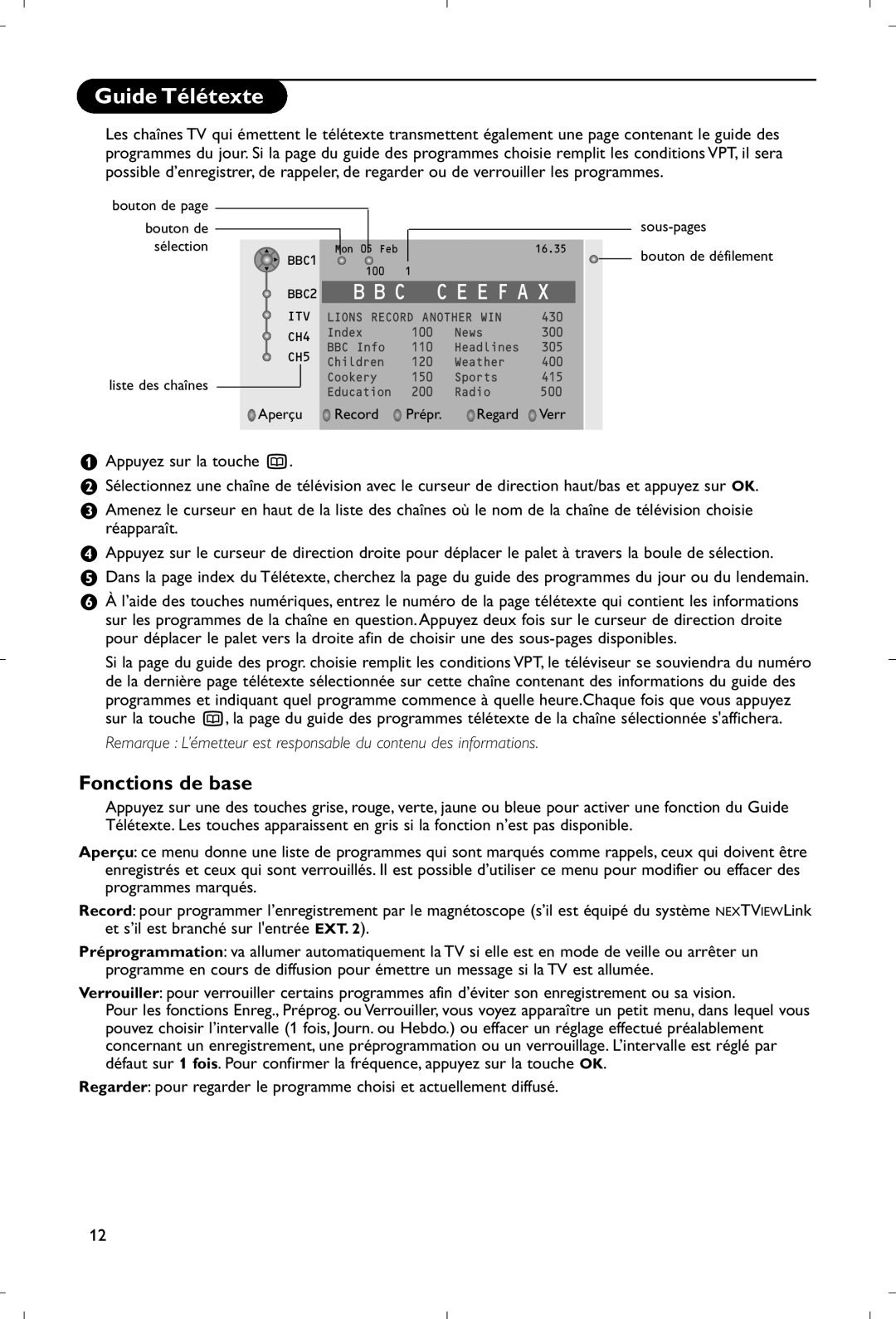 Philips 28PW9520/12 instruction manual Guide Télétexte, Fonctions de base 