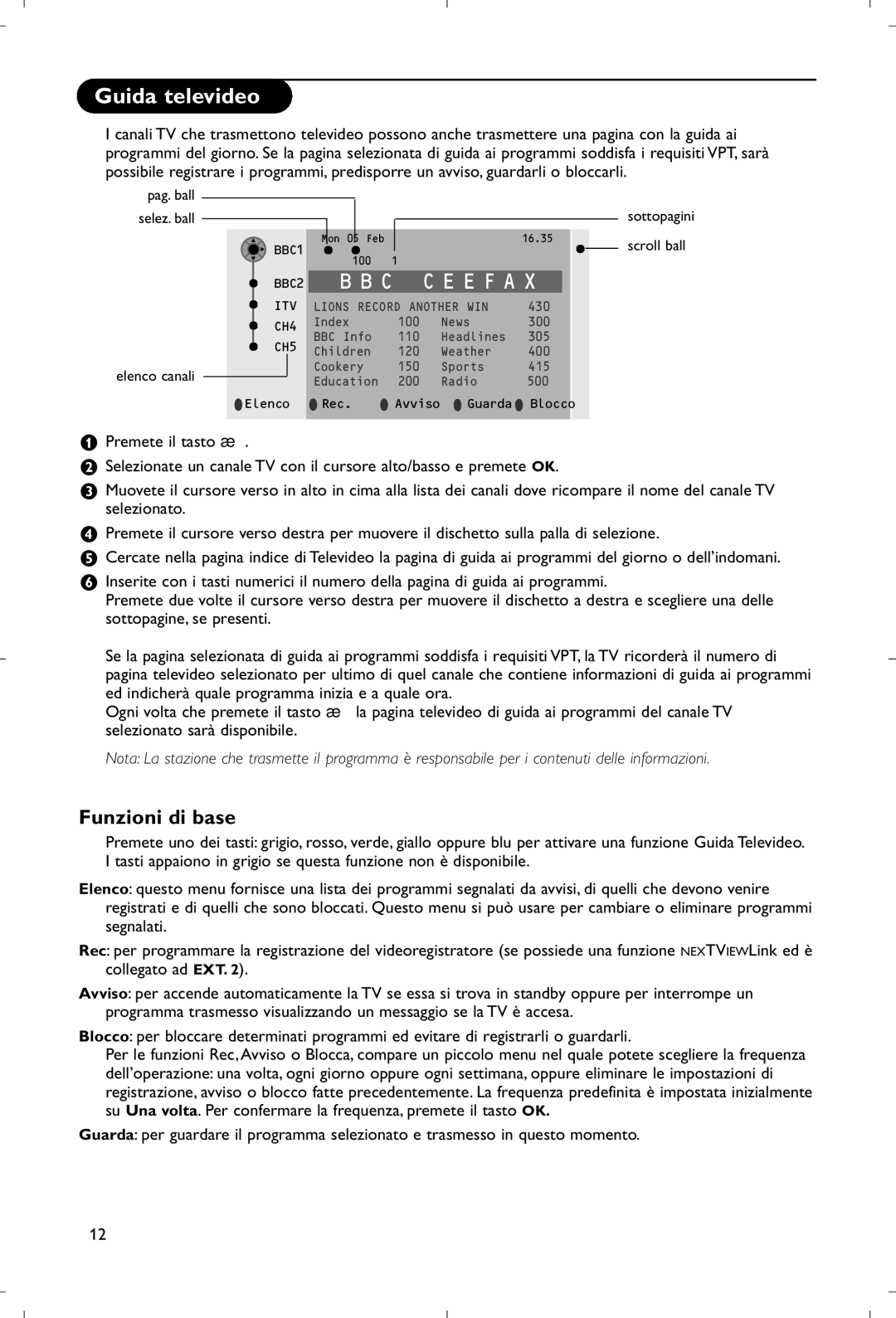 Philips 28PW9520/12 instruction manual Guida televideo, Funzioni di base 