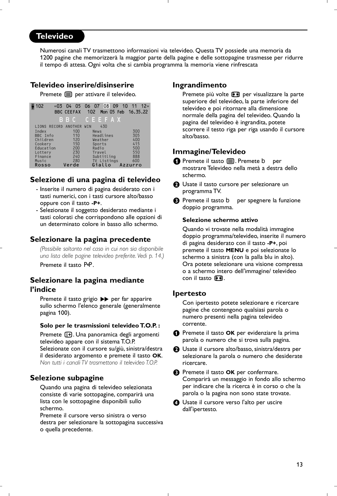 Philips 28PW9520/12 instruction manual Televideo 