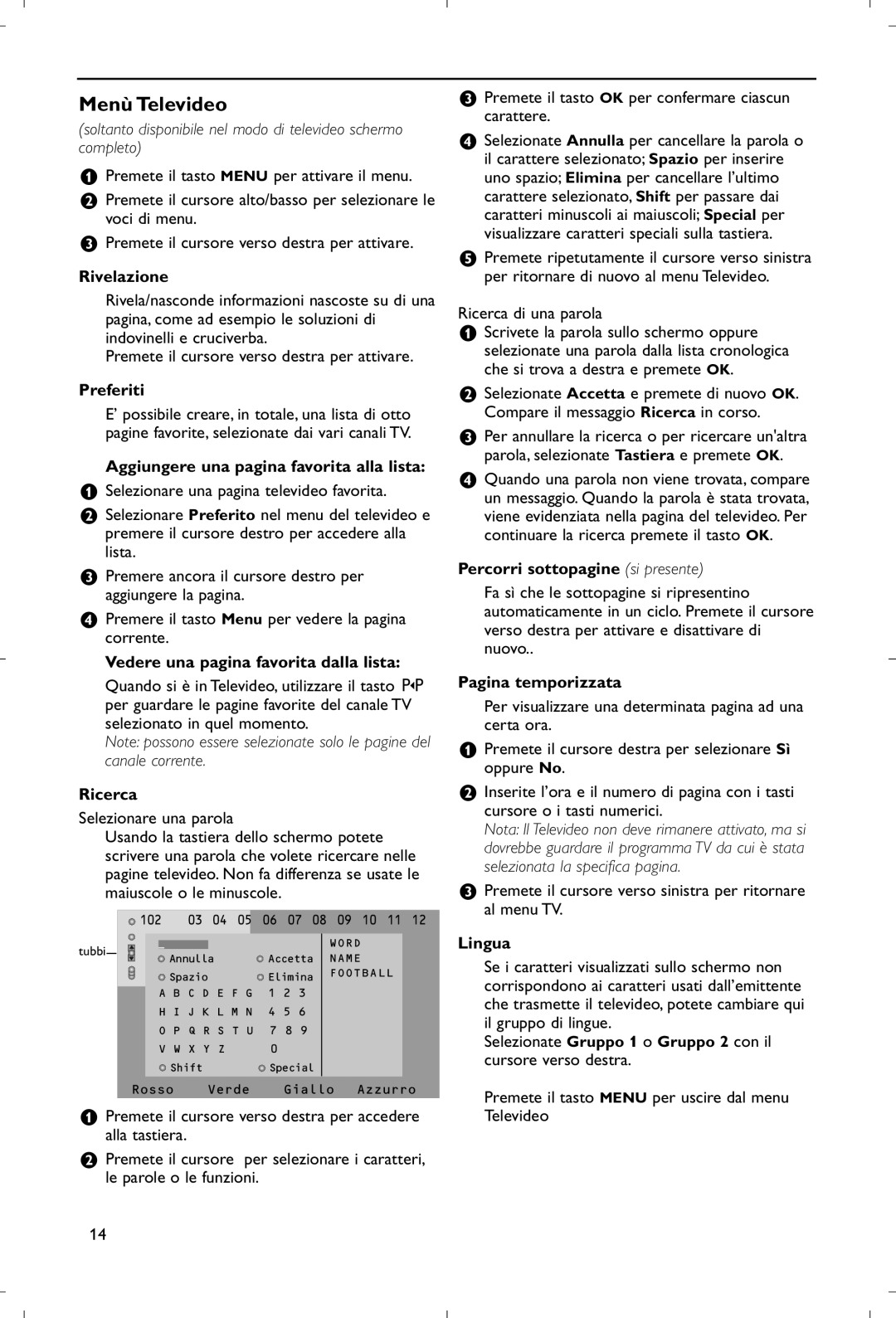 Philips 28PW9520/12 instruction manual Menù Televideo 