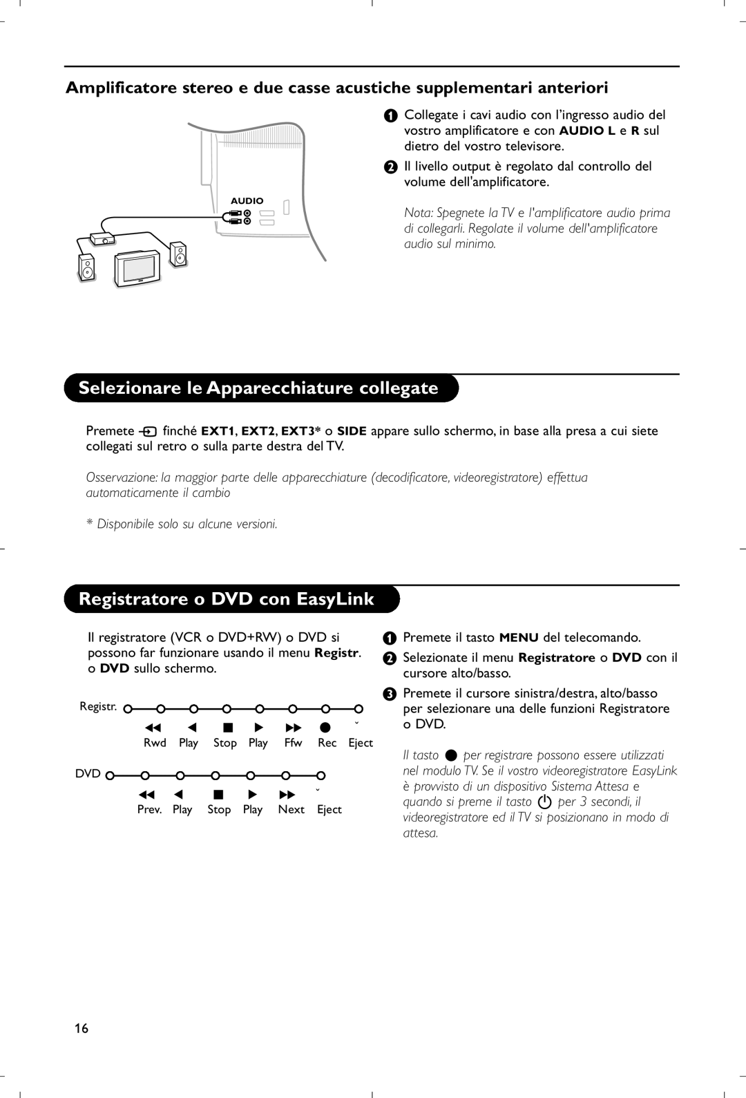 Philips 28PW9520/12 instruction manual Selezionare le Apparecchiature collegate, Registratore o DVD con EasyLink 