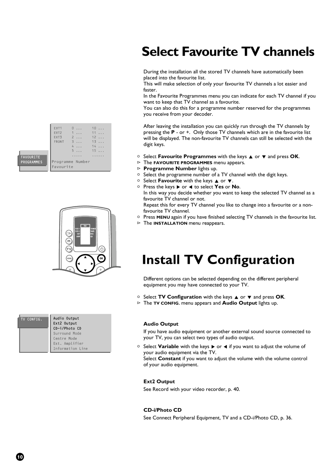 Philips 28PW9611/01 manual Select Favourite TV channels, Install TV Configuration 