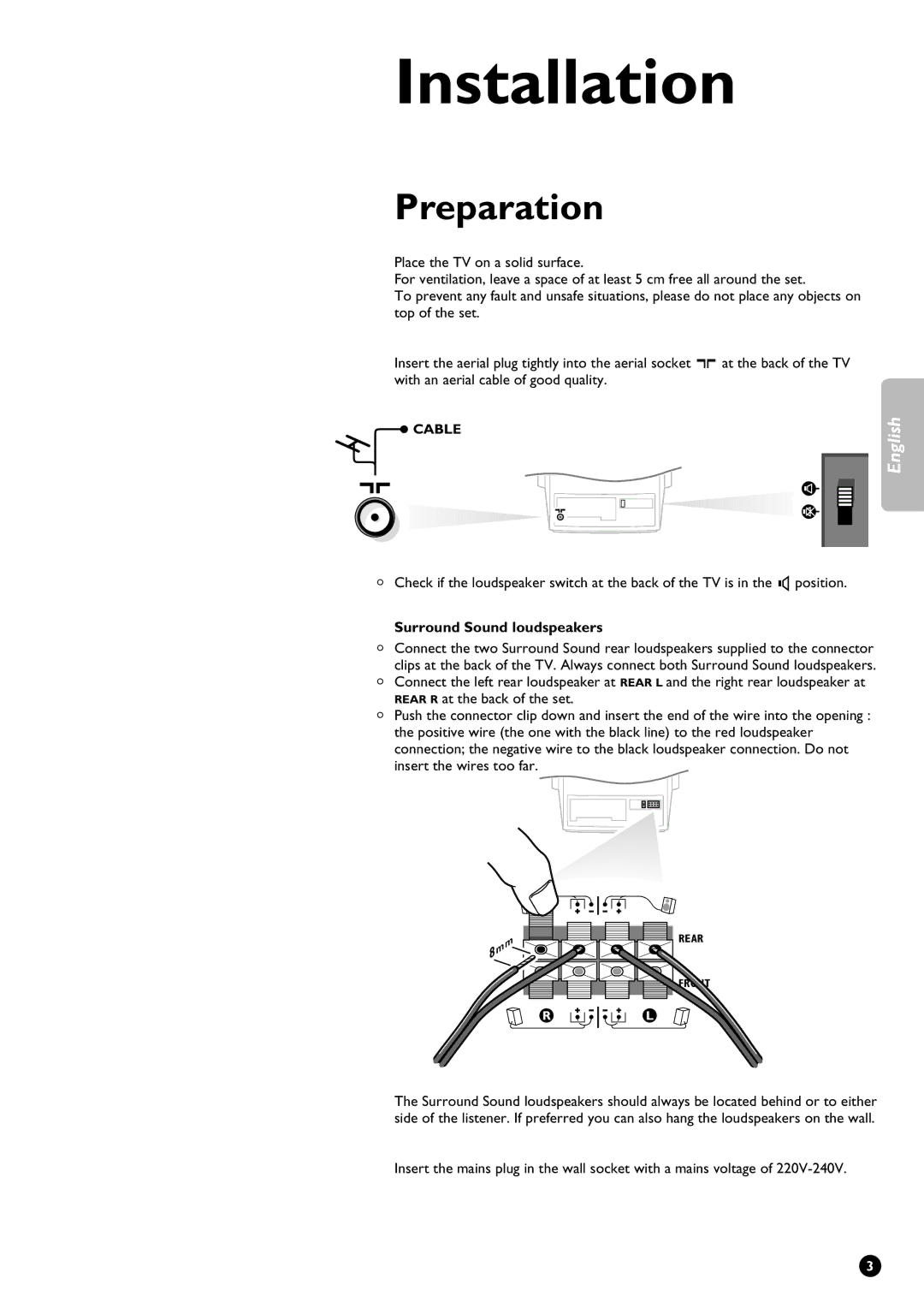 Philips 28PW9611/01 manual Preparation, Surround Sound loudspeakers 