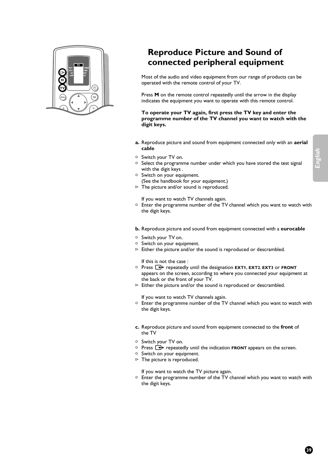 Philips 28PW9611/01 manual Cable, Switch your TV on 