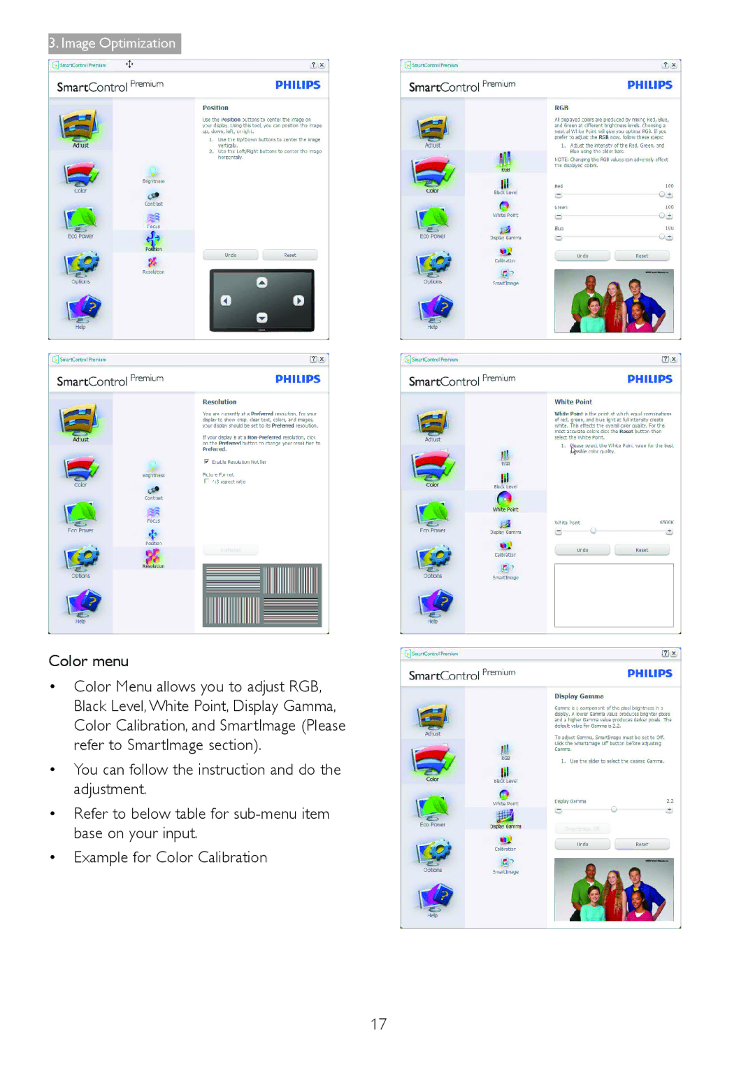 Philips 298P4, 298X4 user manual Color menu 