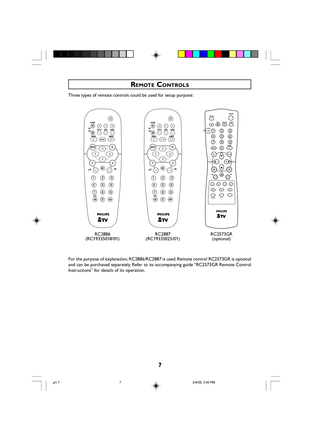 Philips 25HT, 29HT, 21HT manual Remote Controls 