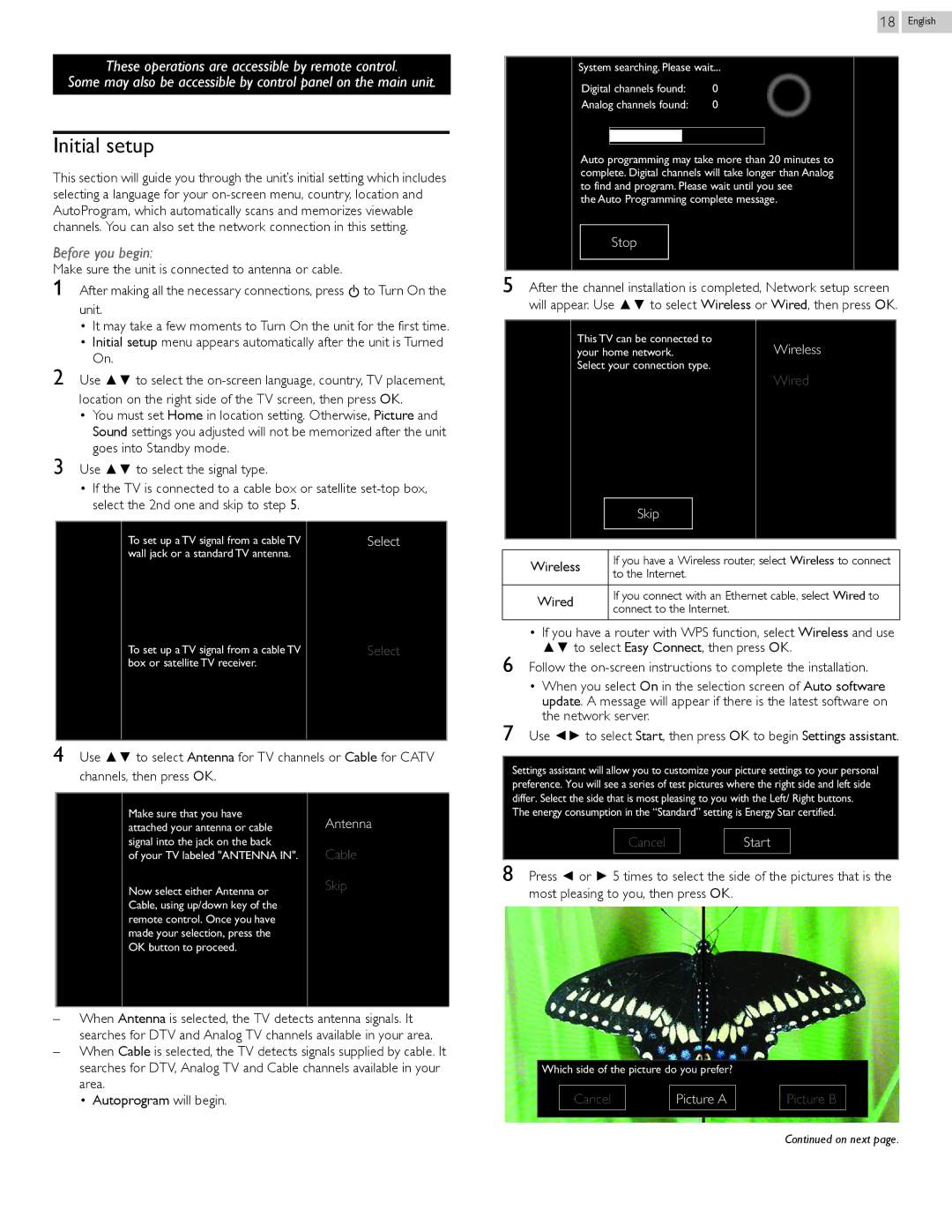 Philips 29PFL4908/F7 user manual Initial setup, Stop, Skip 