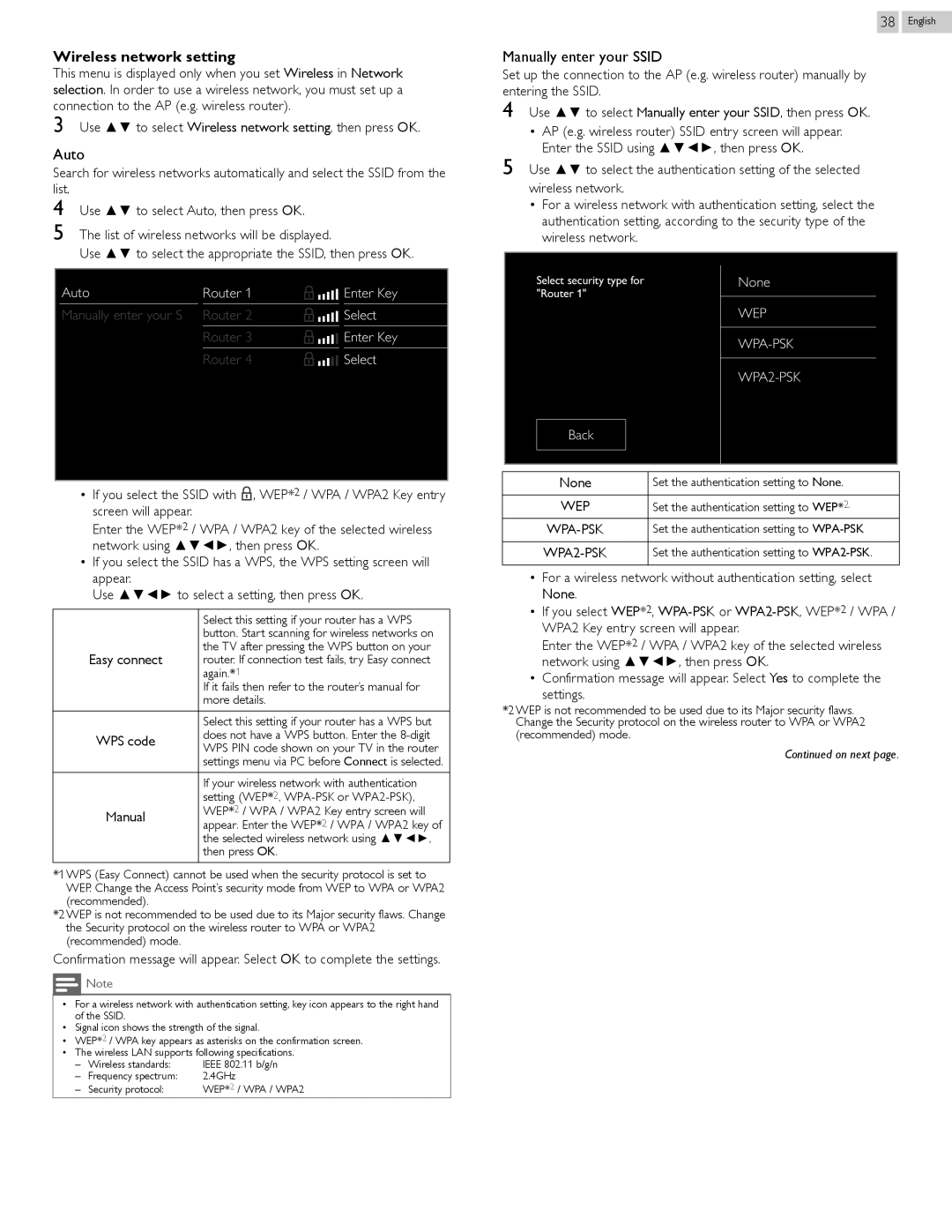 Philips 29PFL4908/F7 user manual Manually enter your Ssid, WPA2-PSK 