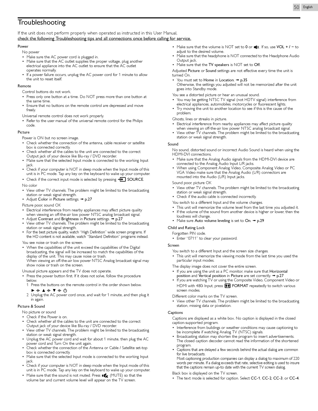 Philips 29PFL4908/F7 user manual Troubleshooting, You see noise or trash on the screen 