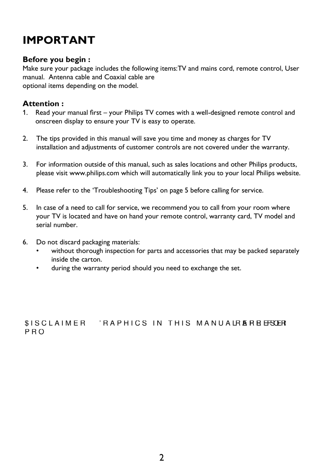 Philips 29PT3425 user manual Before you begin 