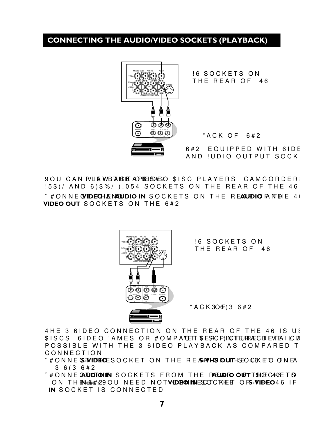 Philips 29PT3425 user manual Connecting the AUDIO/VIDEO Sockets Playback 