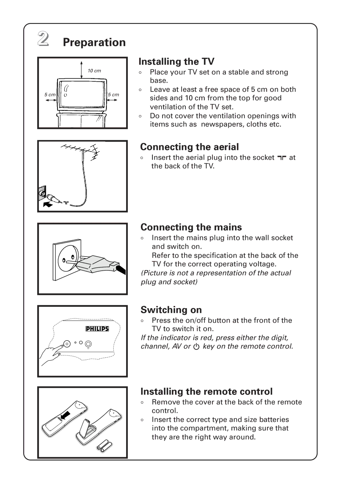 Philips 29PT4973 manual Preparation 