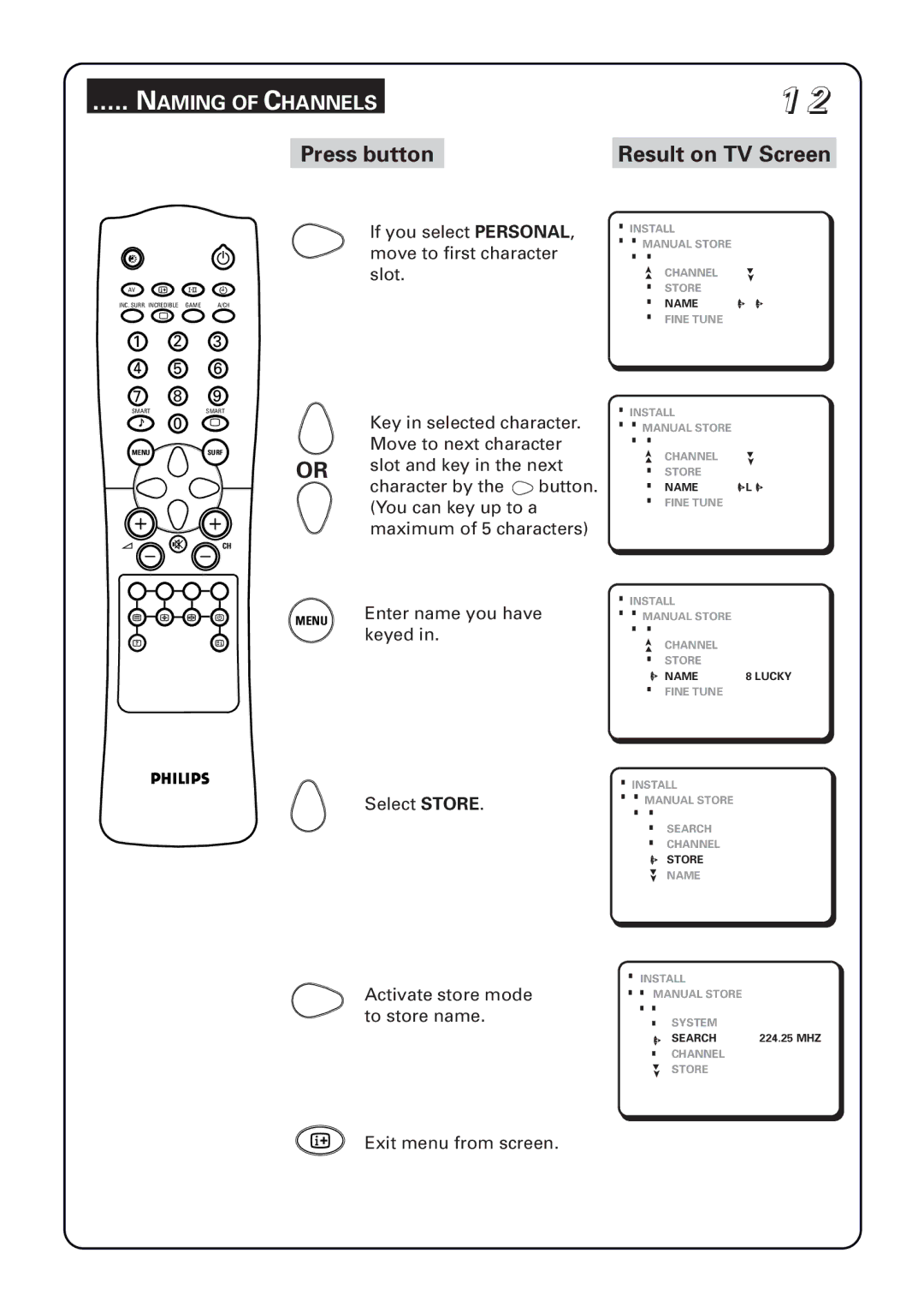 Philips 29PT5673 manual Select Store Activate store mode to store name 