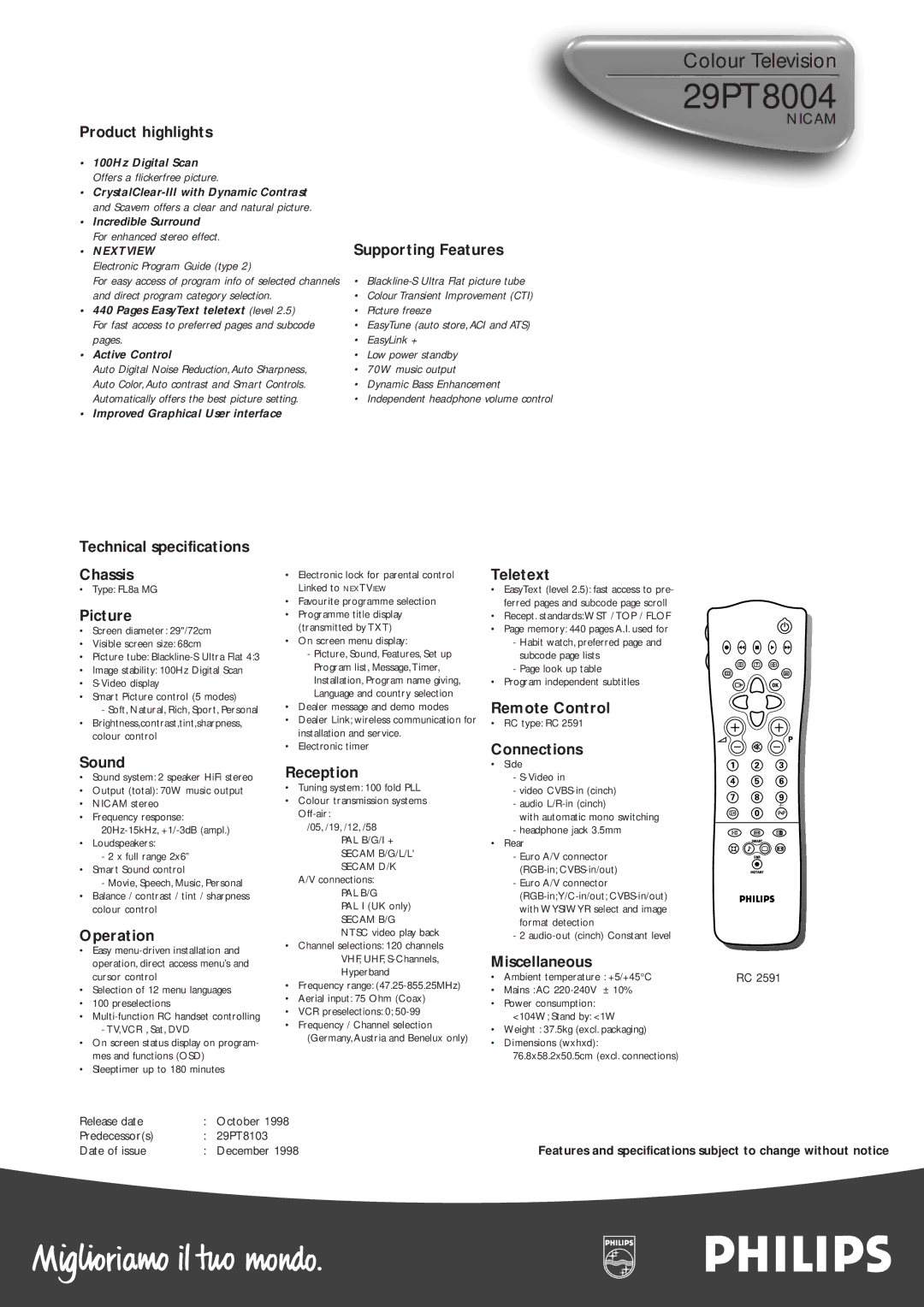 Philips 29PT8004 manual 