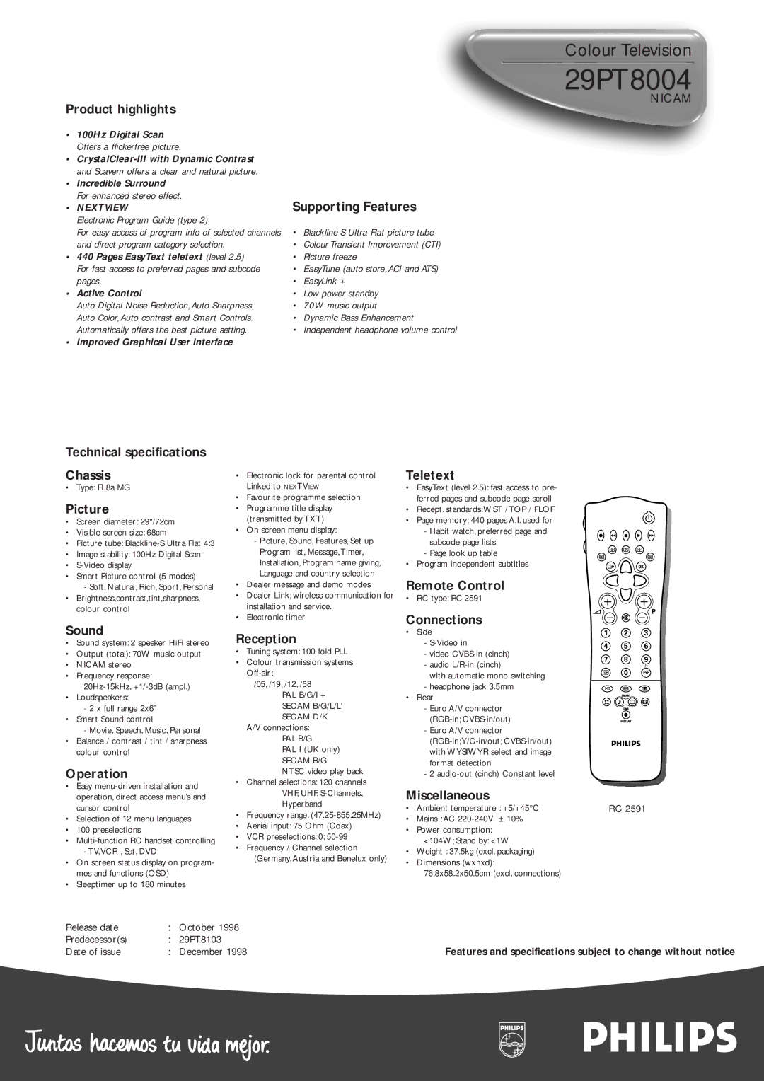 Philips 29PT8004 manual 