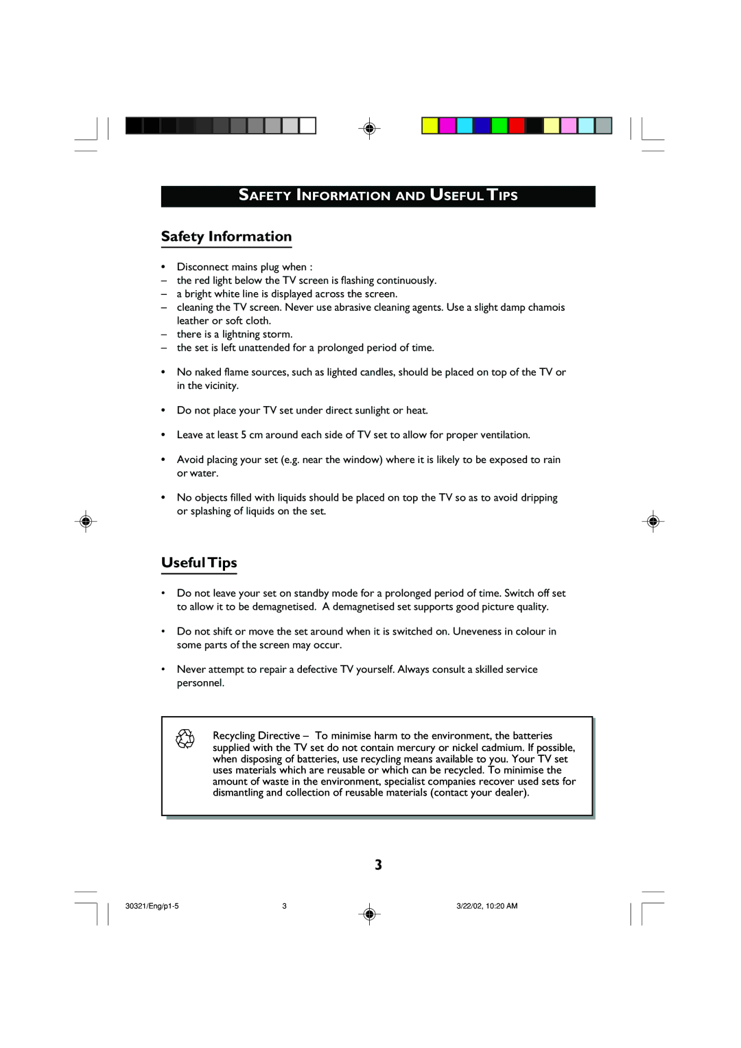 Philips 29PT8420 operating instructions Safety Information and Useful Tips 