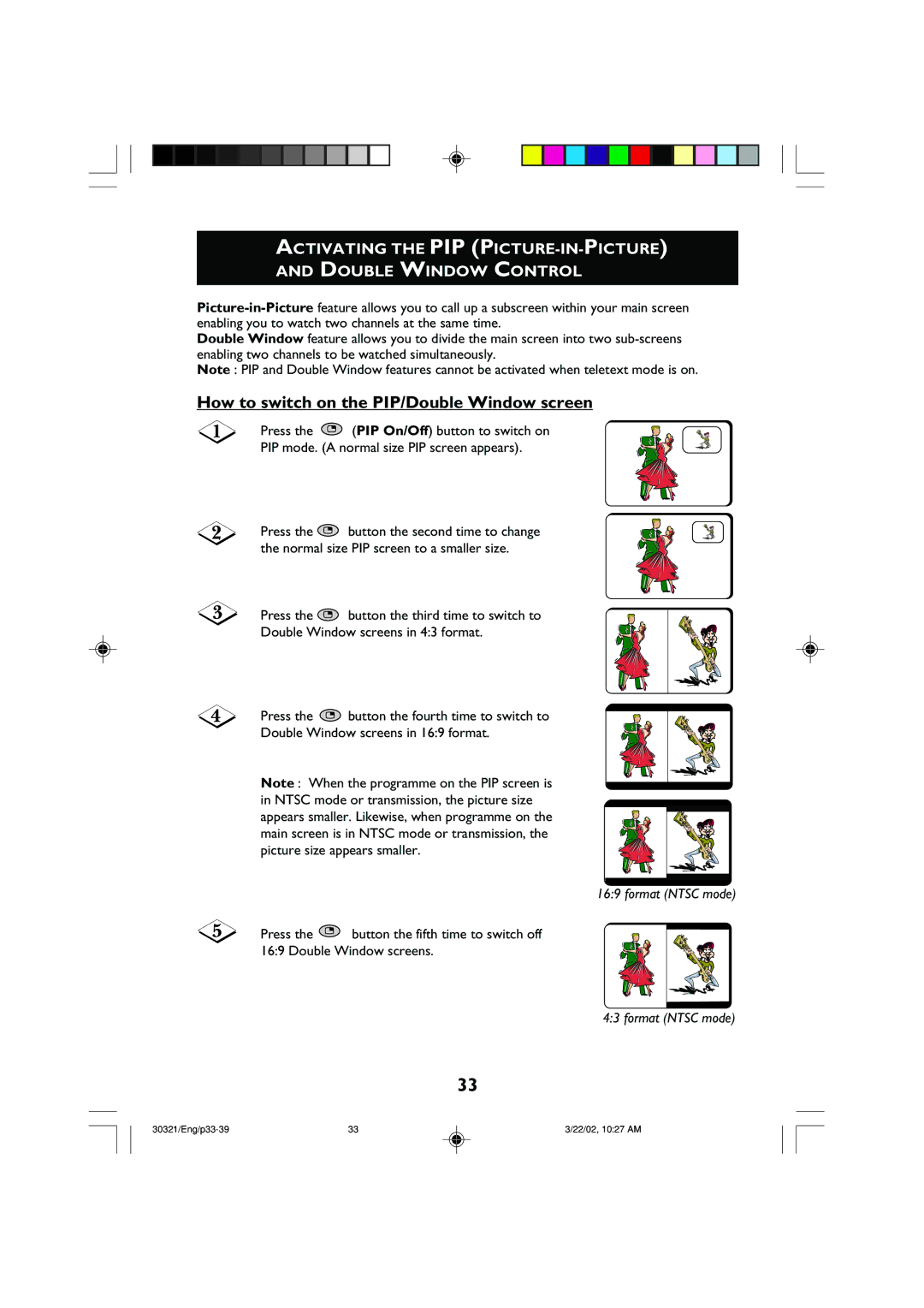 Philips 29PT8420 operating instructions How to switch on the PIP/Double Window screen 