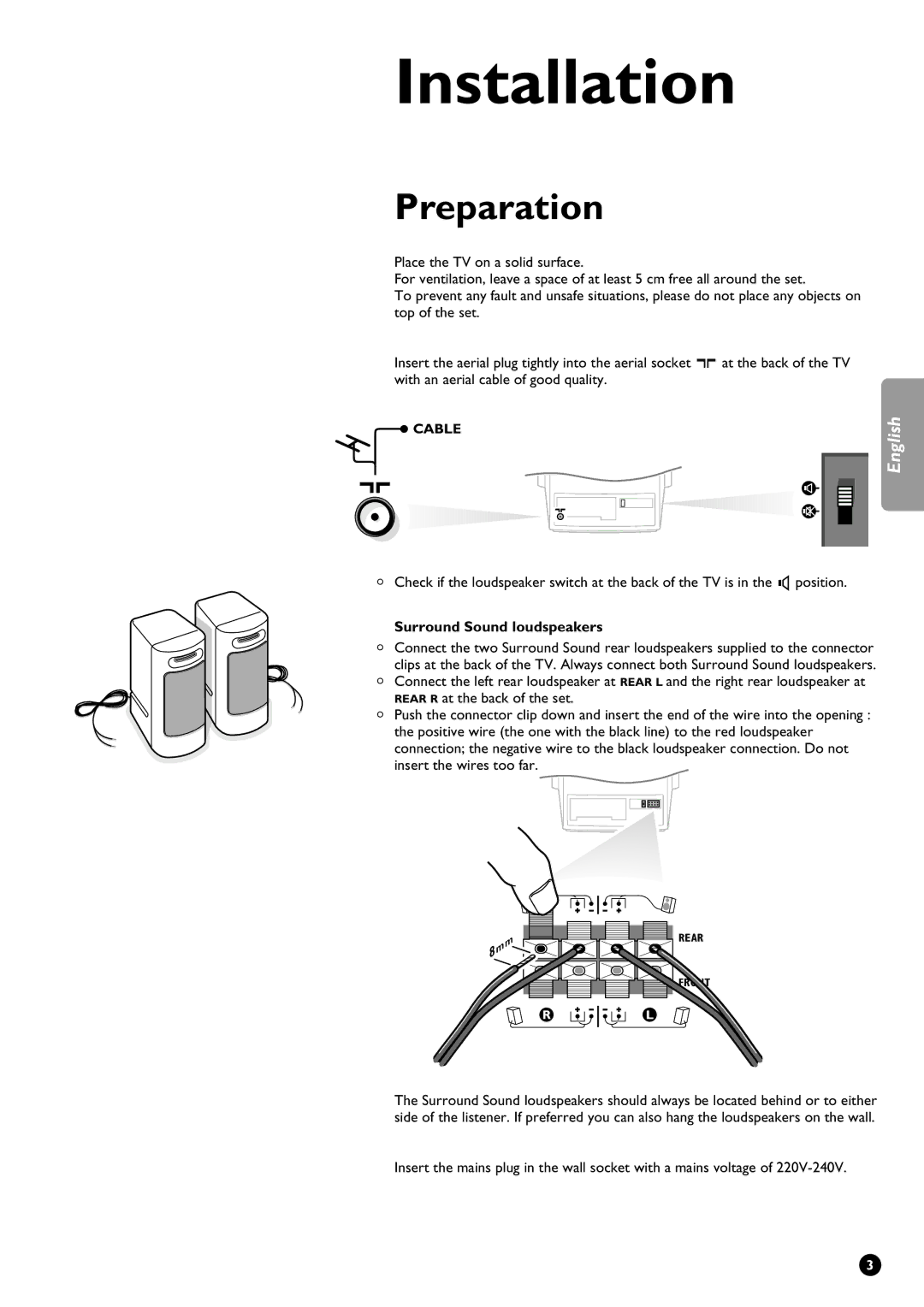 Philips 29PT9111/01 manual Preparation, Surround Sound loudspeakers 