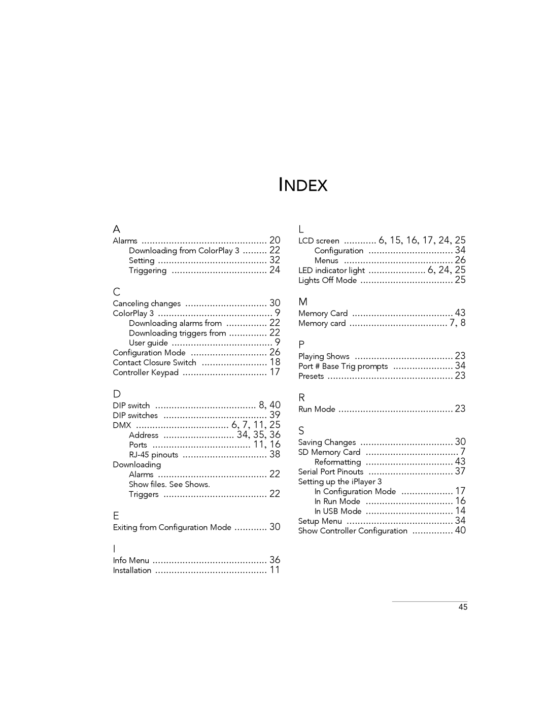 Philips 3 manual Index, Dmx 