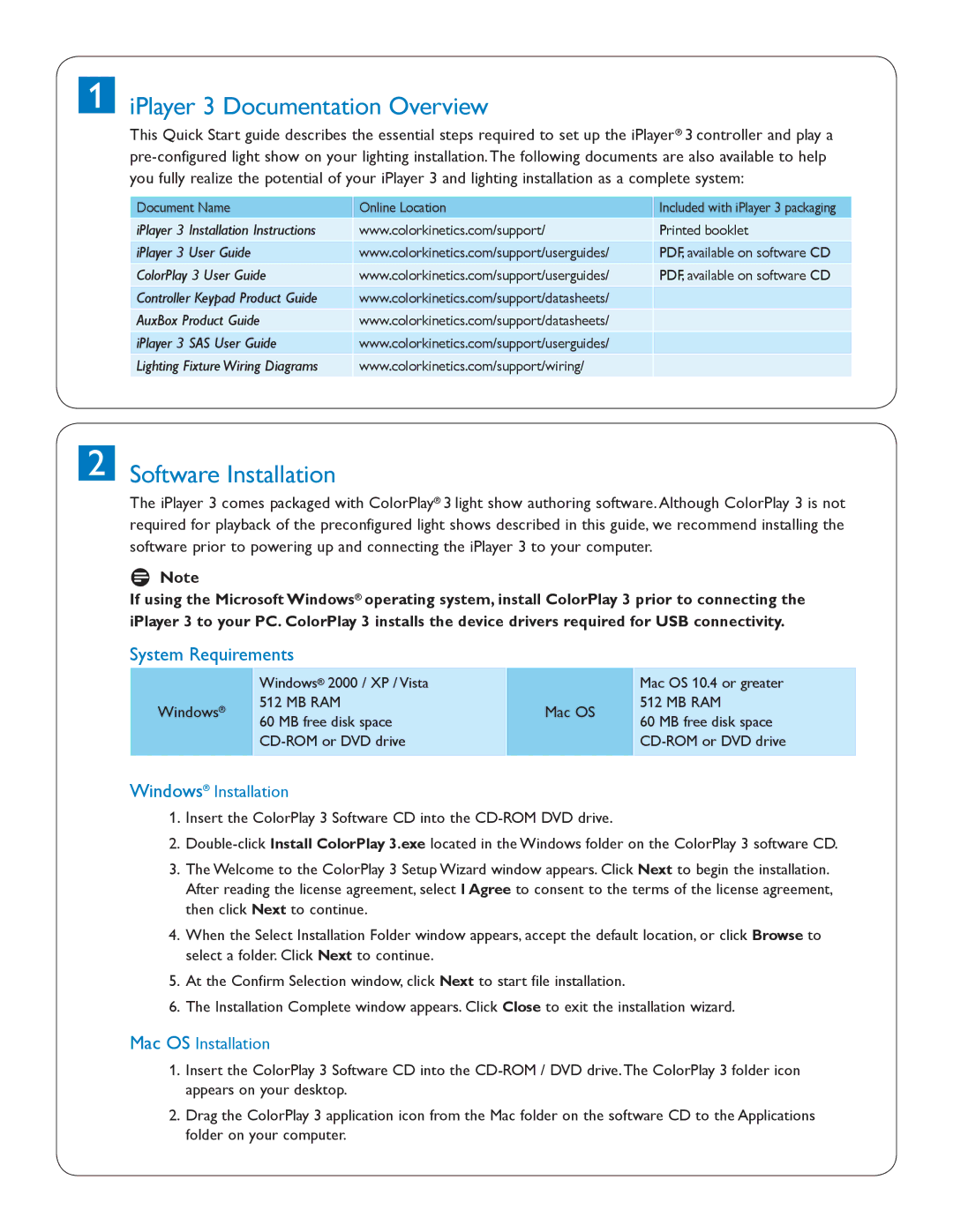 Philips quick start IPlayer 3 Documentation Overview, Software Installation, Windows Installation, Mac OS Installation 