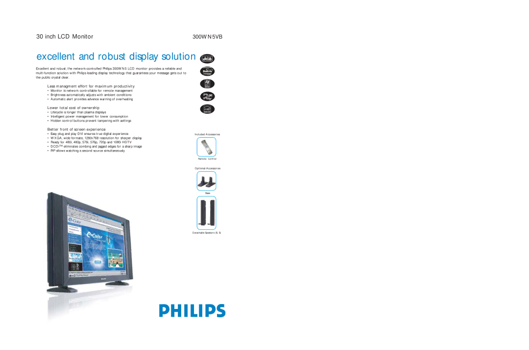 Philips 300WN5VB dimensions Less managment effort for maximum productivity, Lower total cost of ownership 