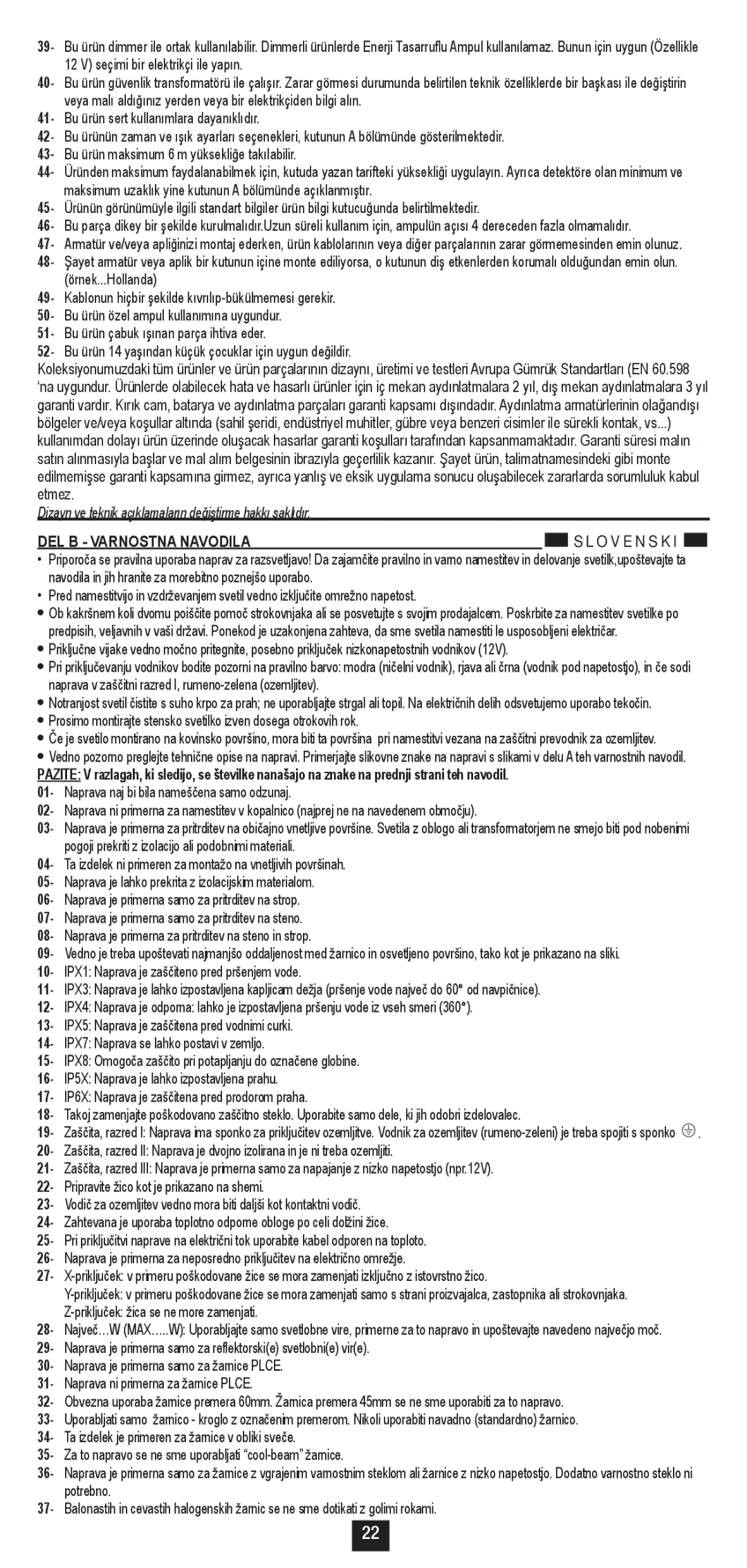 Philips 30185/**/16 user manual DEL B Varnostna Navodila 