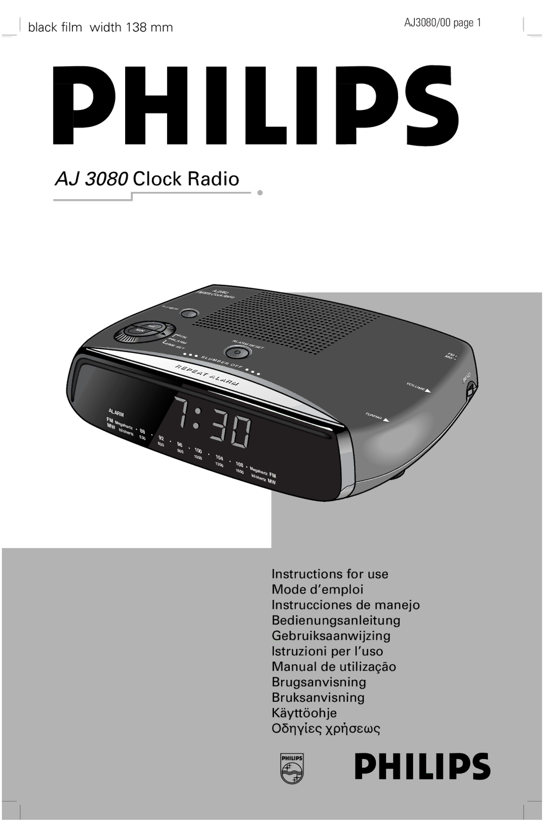 Philips manual AJ 3080 Clock Radio 