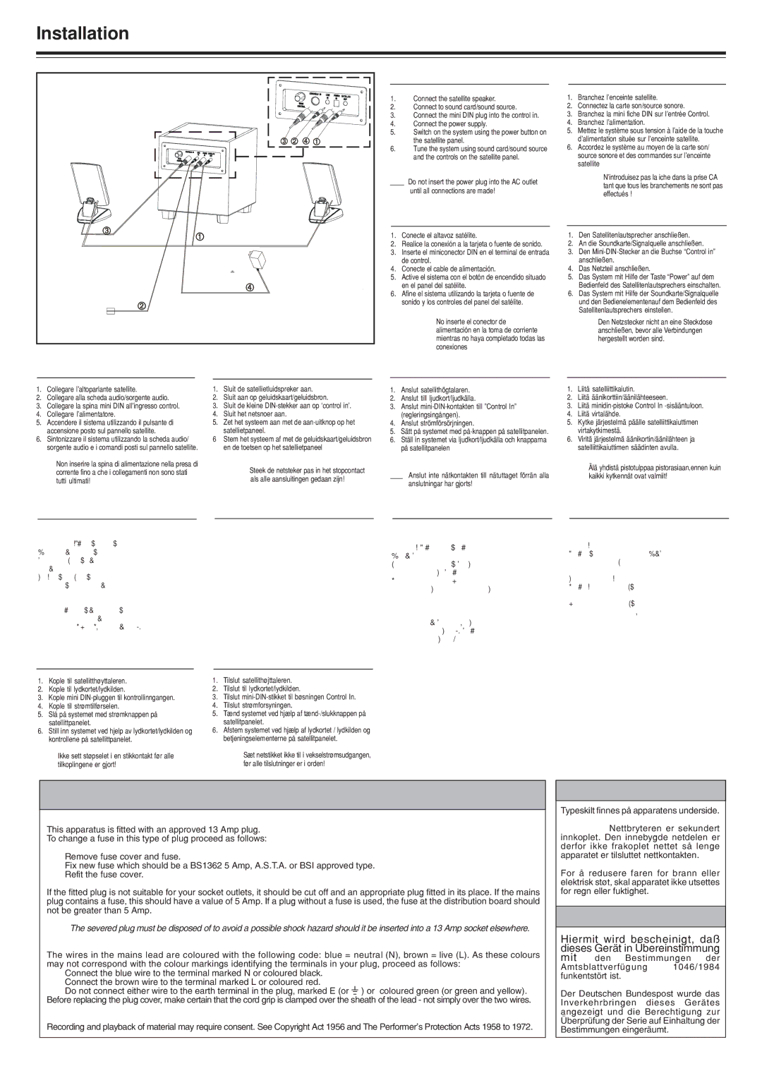 Philips A3.310, MMS 313 important safety instructions Important notes for users in the U.K, Norge, Deutschland 