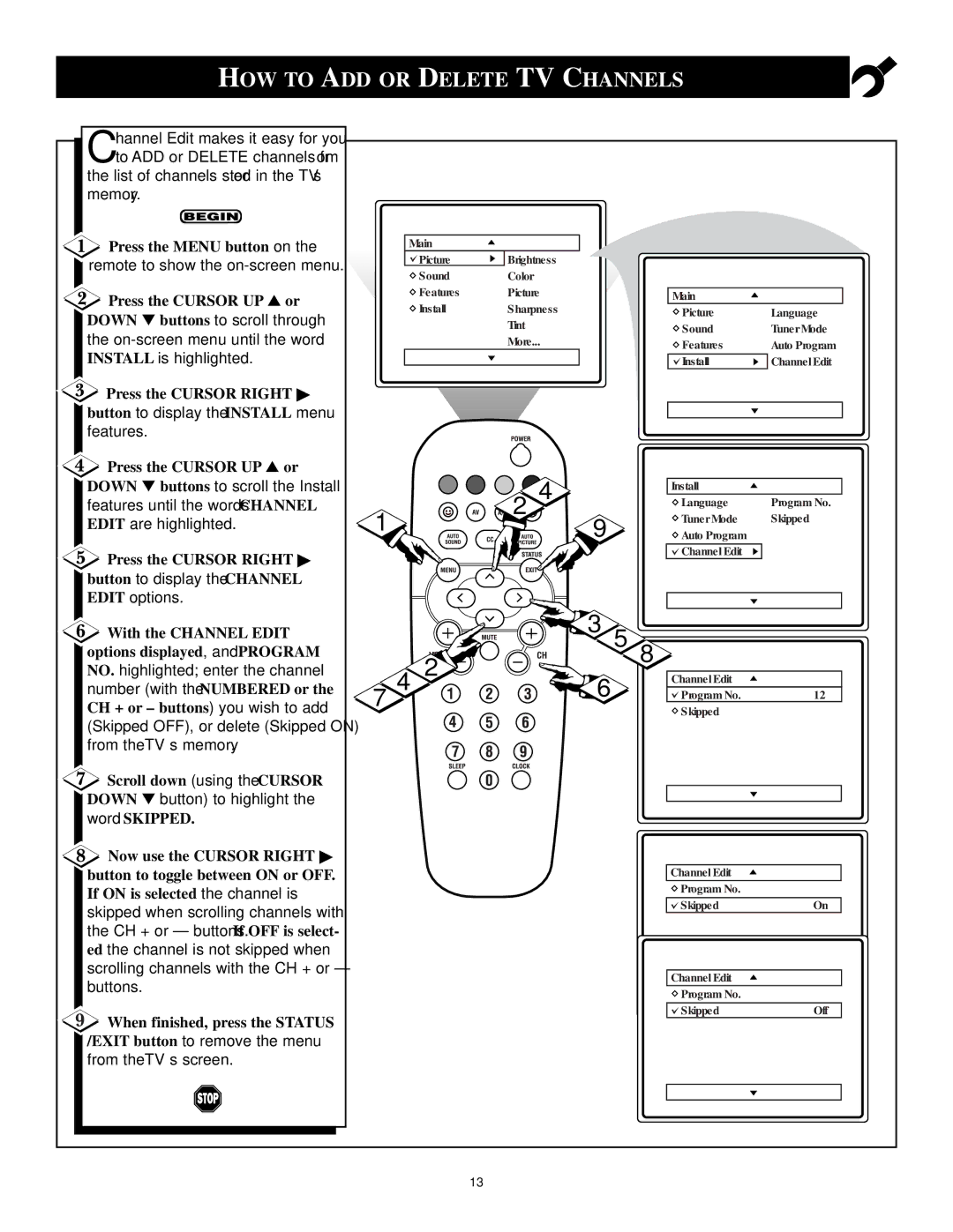 Philips 3121 235 20061 manual HOW to ADD or Delete TV Channels 